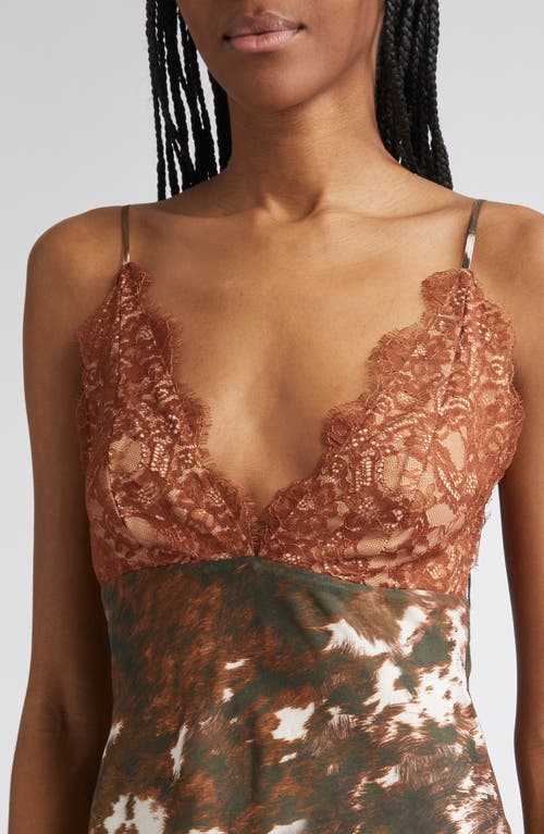 L'agence Susanna Lace Bust Silk Slipdress In Brown
