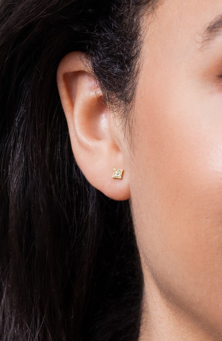 Bony Levy Florentine 18K Gold Diamond Square Stud Earrings, Alternate, color, 18K Yellow Gold