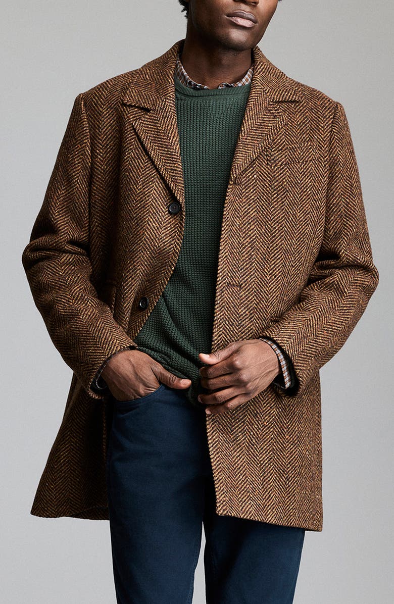 Billy Reid Astor Wool Herringbone Coat, Main, color, Dark Brown Herringbone