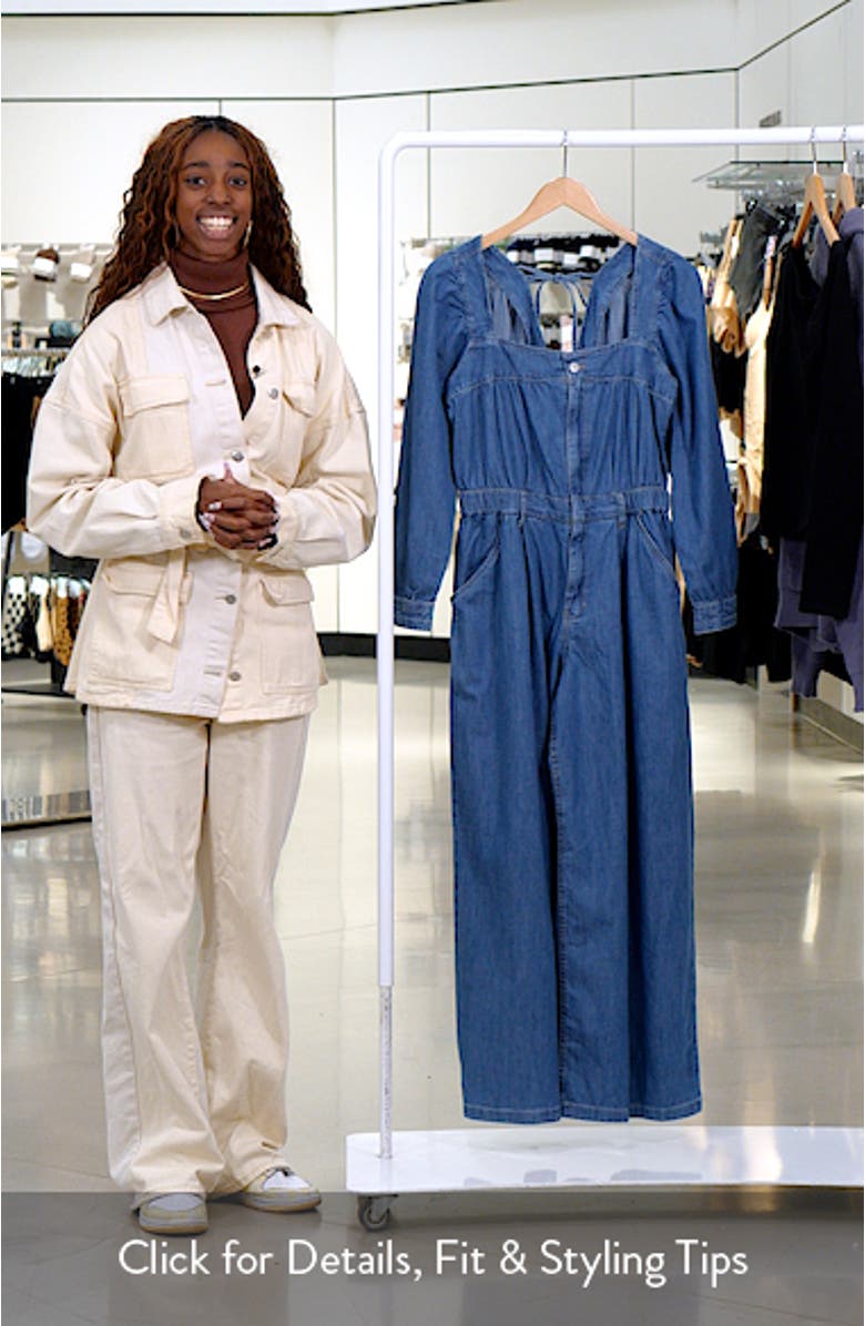 Clara Long Sleeve Denim Jumpsuit, sales video thumbnail