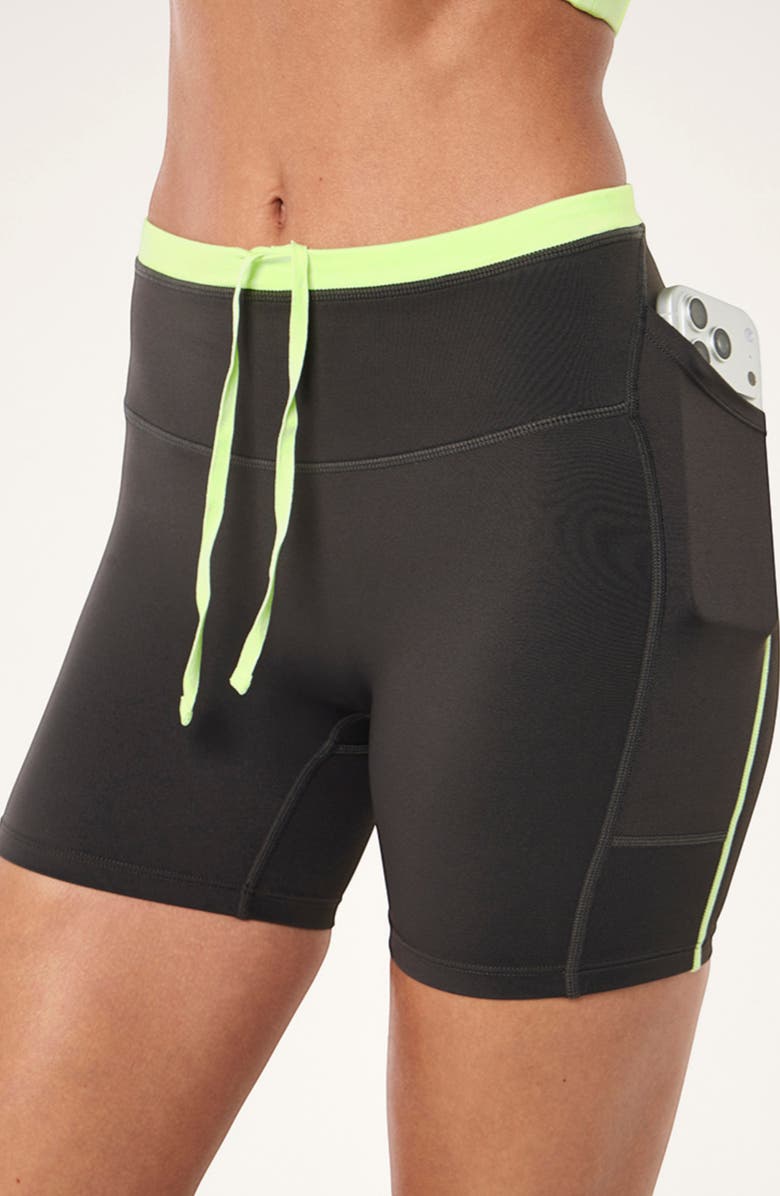 P.E Nation Rapid Bike Shorts, Alternate, color, Caviar/ Washed Lime
