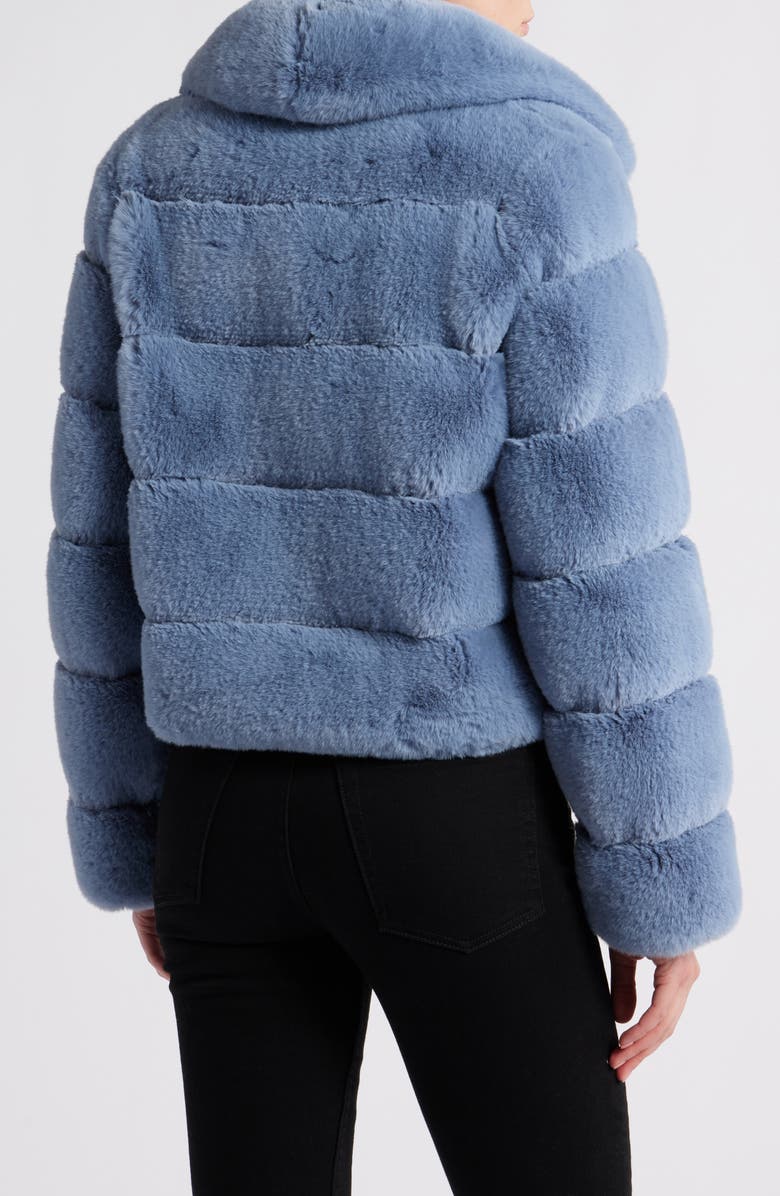 BCBG Max Azria Groove Quilted Faux Fur Coat, Alternate, color, Misty Blue