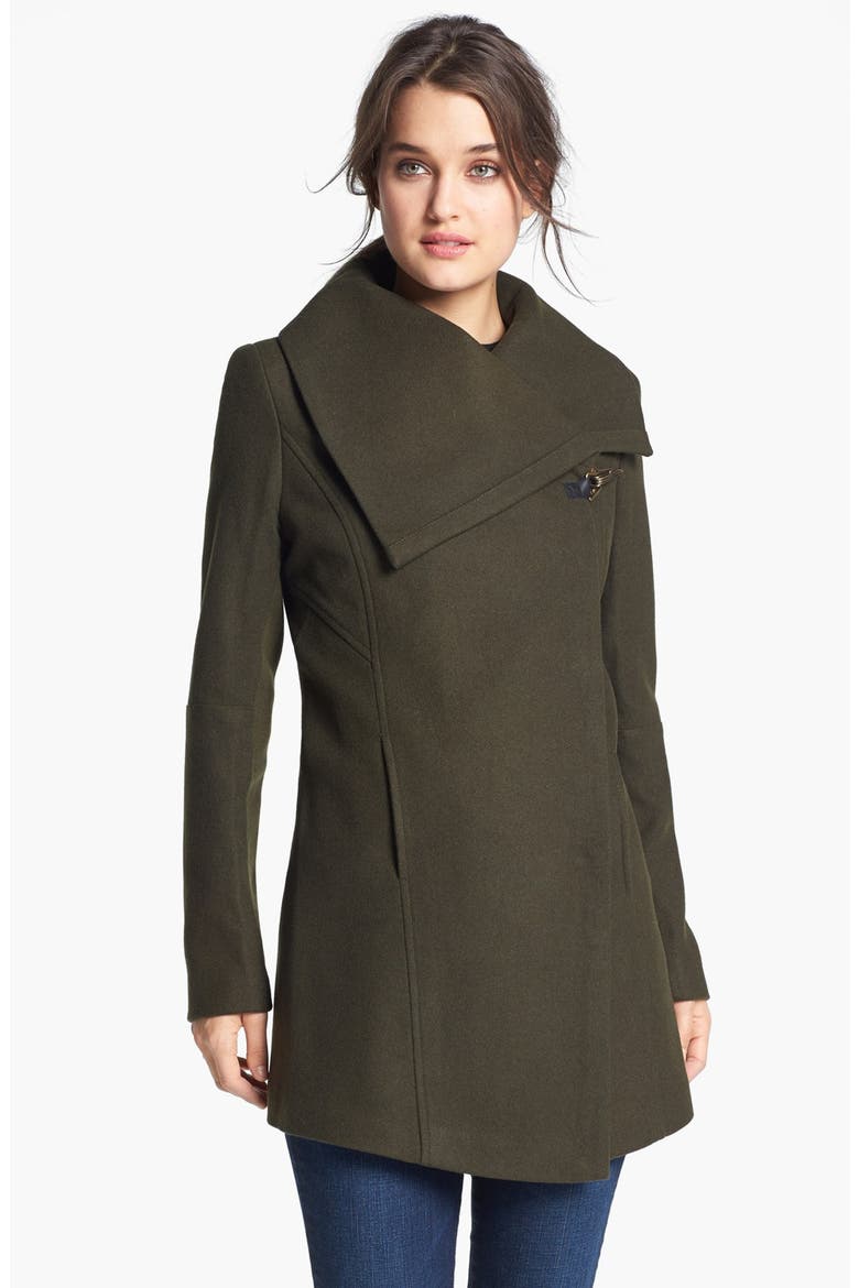 'Kit' Asymmetrical Wool Blend Coat, Main, color, OLIVE