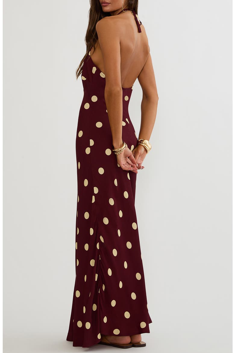 Xandra Polka Dot Halter Neck Maxi Dress, Alternate, color, BUTTER BLOSSOM POLKA DOT