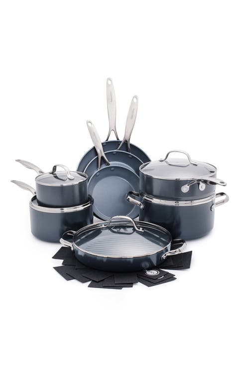 Valencia Pro 13-Piece Hard Anodized Aluminum Ceramic Nonstick Cookware Set