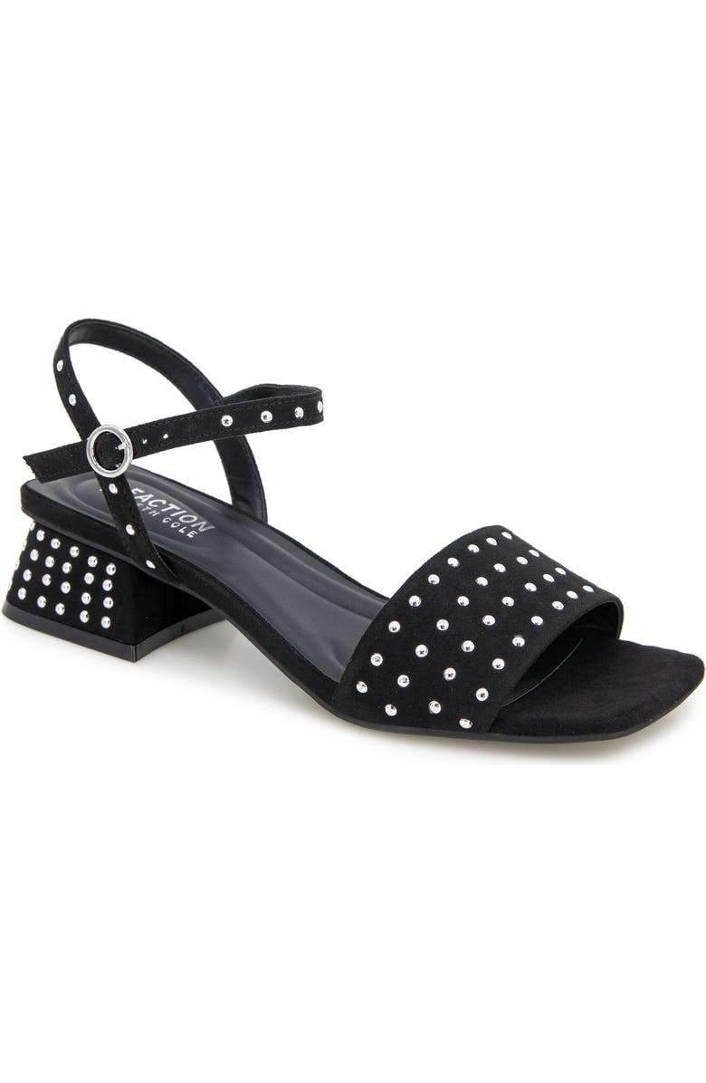 Reaction Kenneth Cole Buena Block Heel Sandal, Main, color, Black Micro