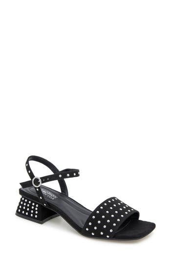 Reaction Kenneth Cole Buena Block Heel Sandal In Black Micro
