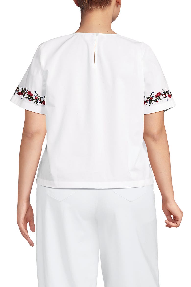 Plus Size Poplin Eyelet Shirt, Alternate, color, Cherry Border/White