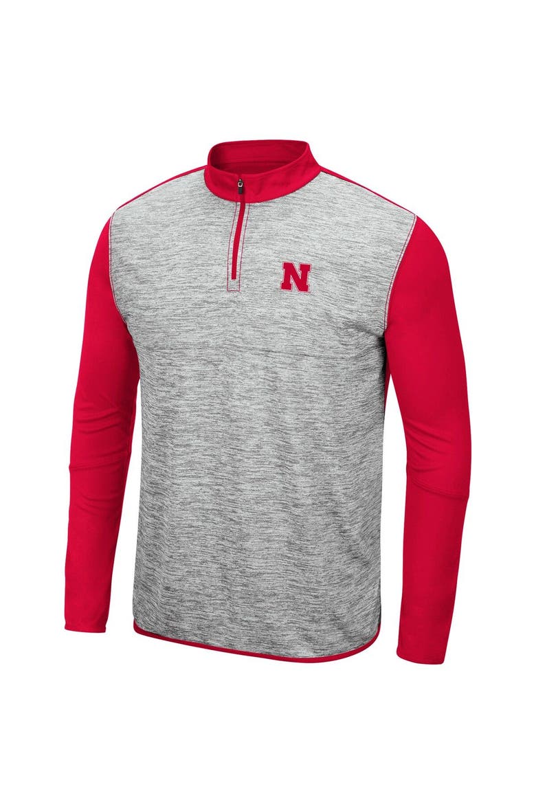 Men's Colosseum Heathered Gray/Scarlet Nebraska Huskers Prospect Quarter-Zip Jacket, Alternate, color, Heather Gray