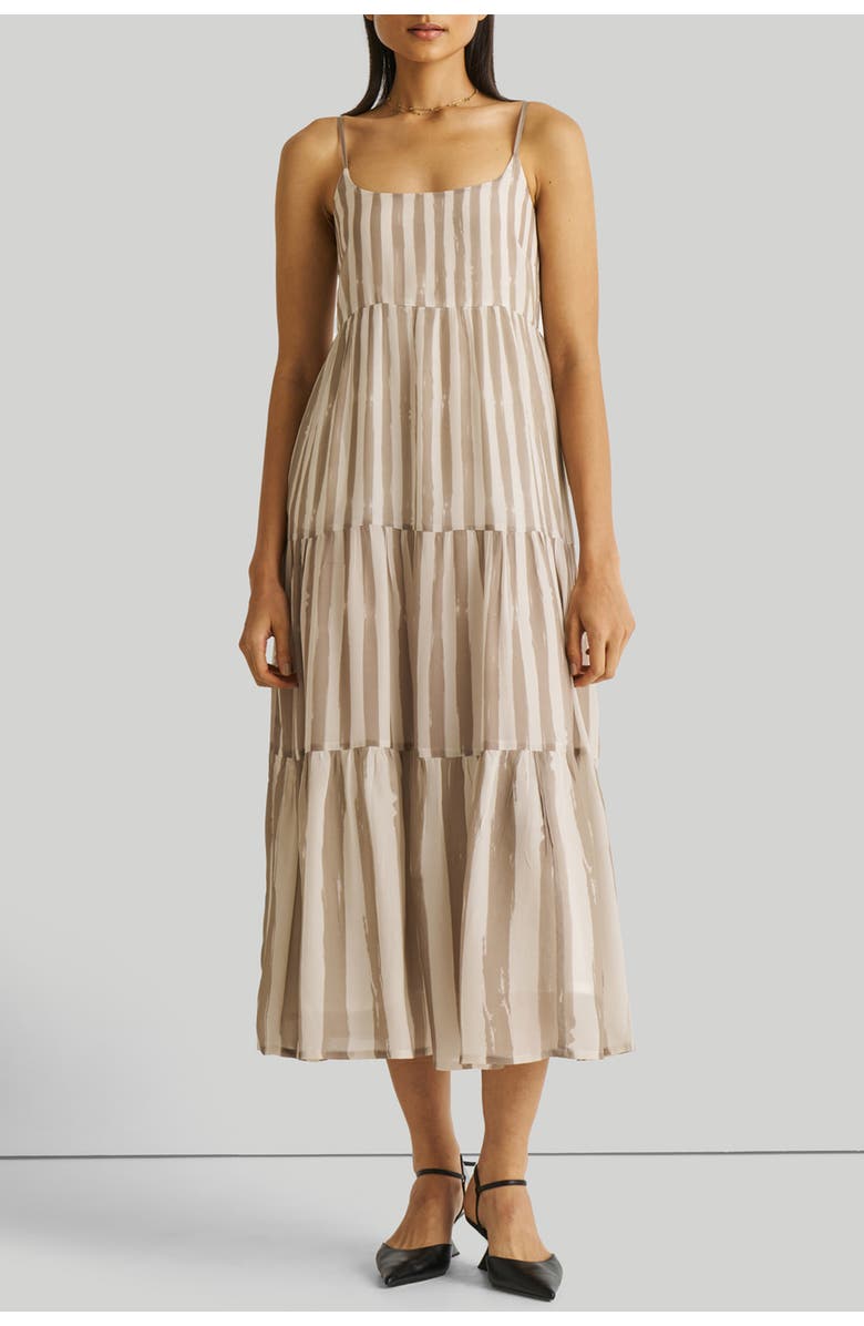 Reistor Strappy Tiered Maxi Dress, Alternate, color, Beige Striped