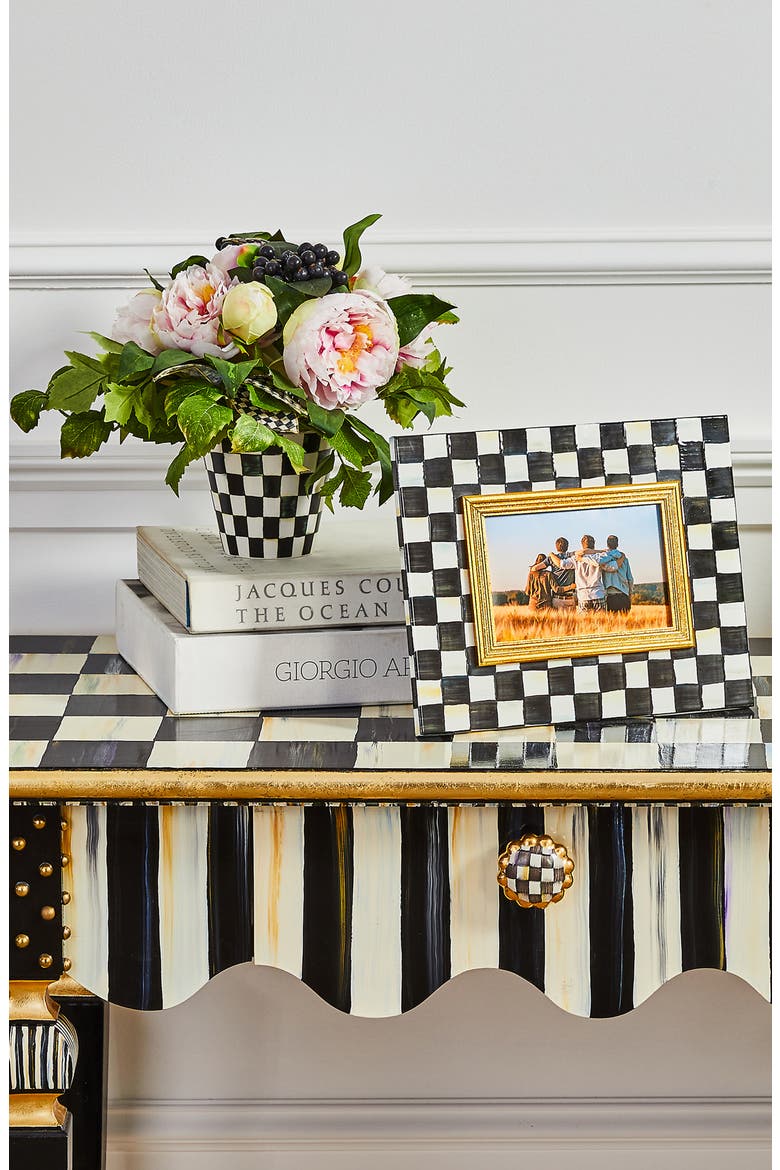 Courtly Check Enameled Steel 4 x 6-Inch Picture Frame, Alternate, color, BLACK/ WHITE