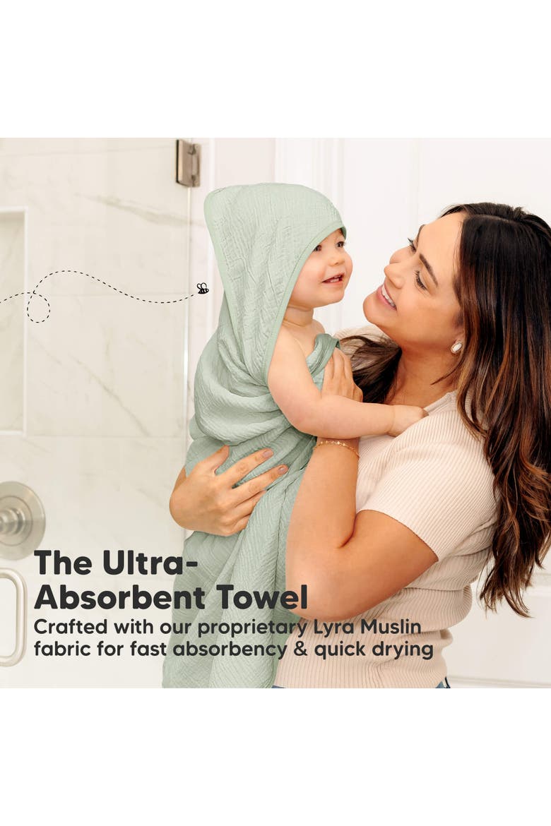 2-Pack Lyra Muslin Hooded Towels, Alternate, color, Sage