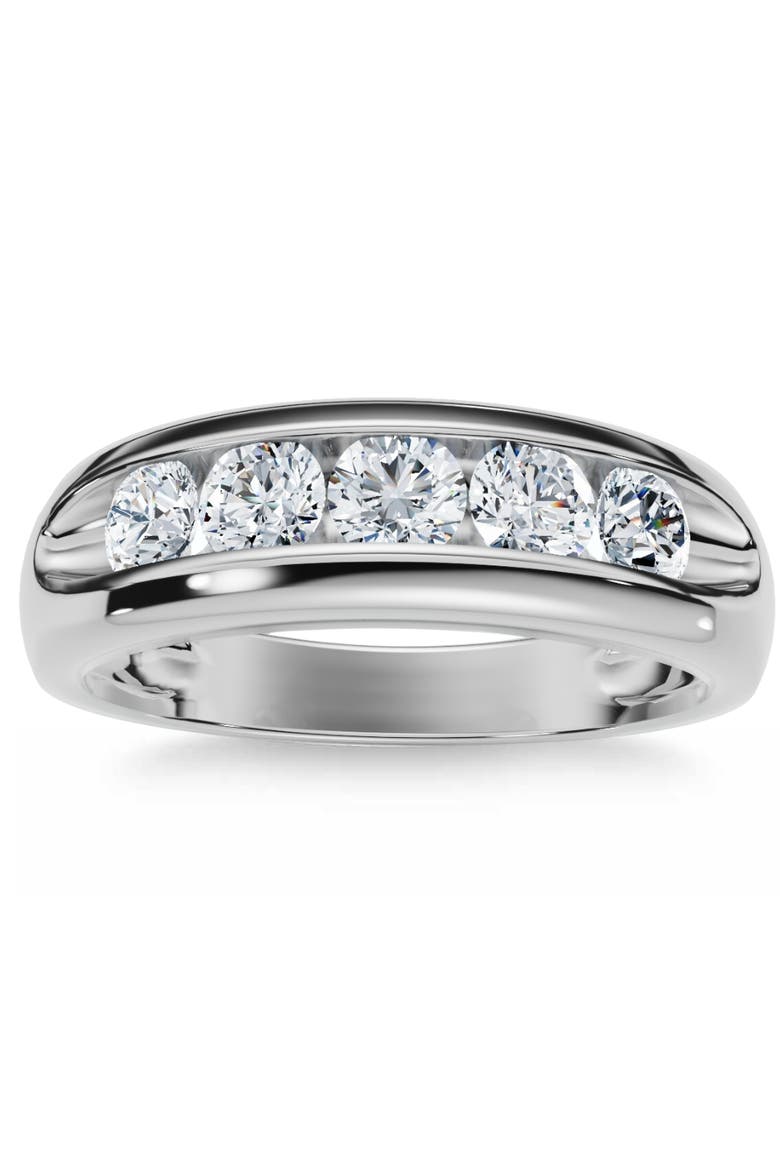 3/4Ct Men's Diamond 5-Stone Wedding Ring Channel Set 10k Gold Lab Grown, Main, color, 10k White Gold