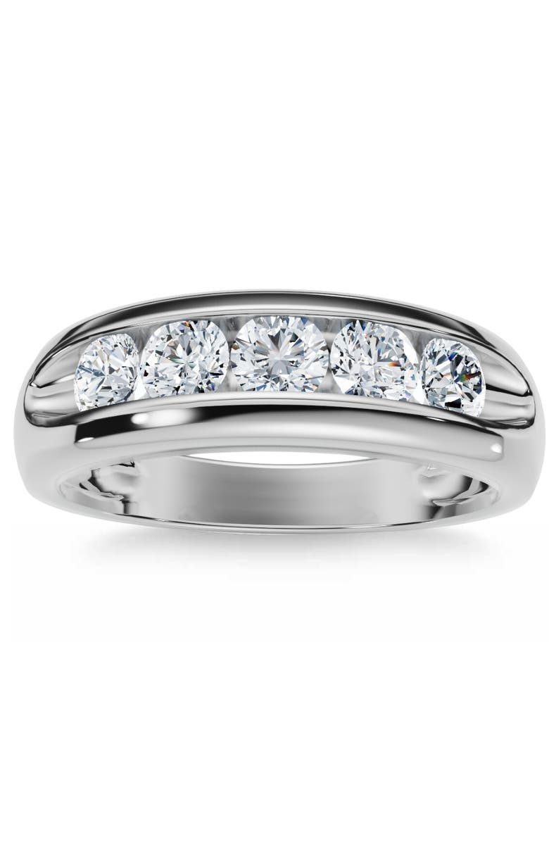 Bliss Diamond 3/4Ct Men's Diamond 5-Stone Wedding Ring Channel Set 10k Gold Lab Grown, Main, color, 10K White Gold