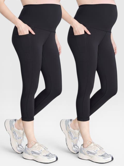 High Waist Over the Belly Active Pocket Crop Legging