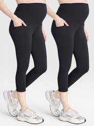 MOTHERHOOD MATERNITY High Waist Over the Belly Active Pocket Crop Legging