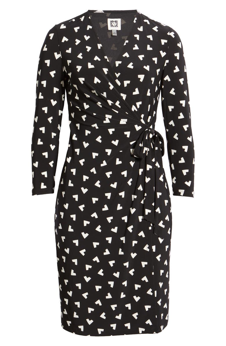 Anne Klein Heart Print Long Sleeve Wrap Dress, Alternate, color,