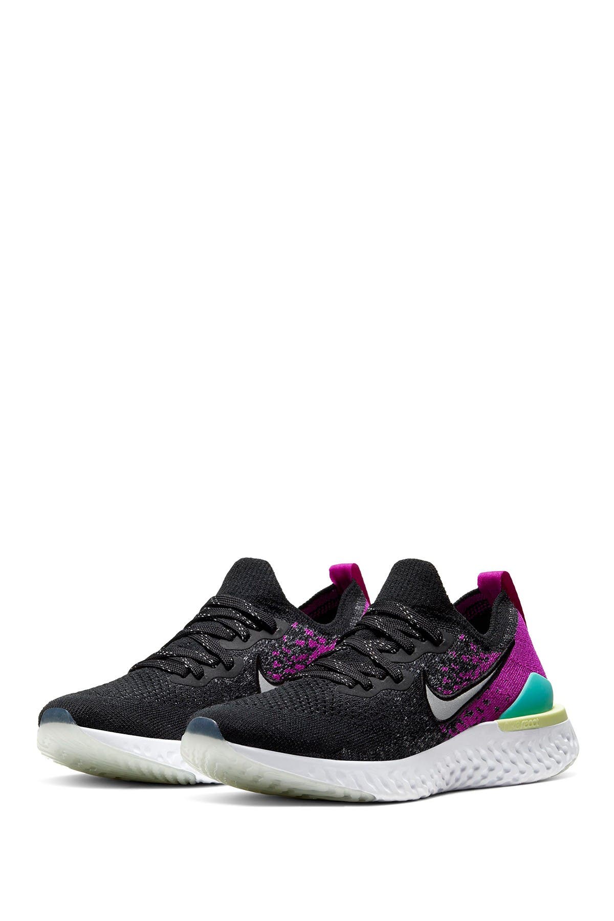 Epic React Flyknit 2 Running Shoe, Alternate, color, 008 BLACK/REFLECT SILVER
