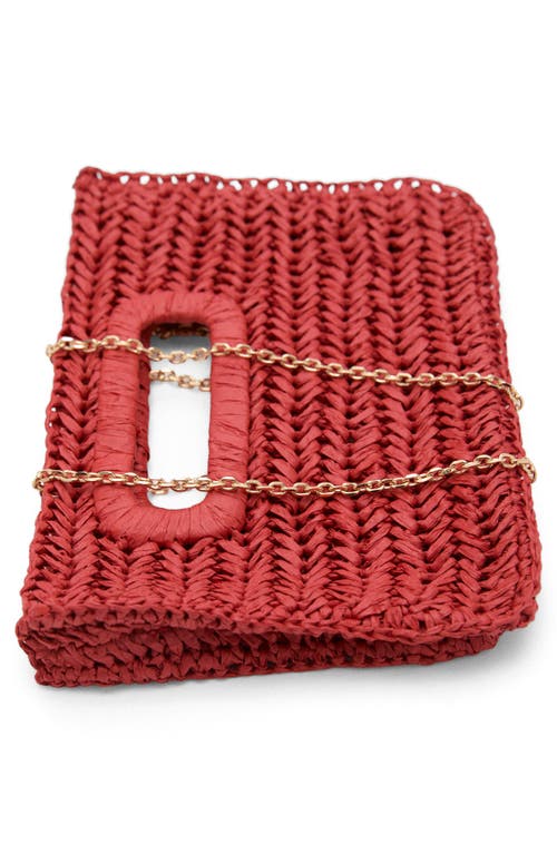 Mango Natural Fiber Clutch In Red
