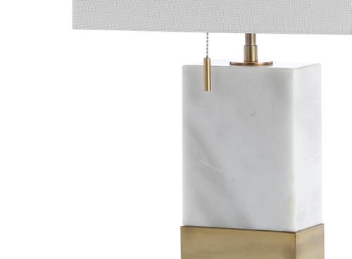 Jonathan Y Trevor Marble/iron Gold Modern Console Led Table Lamp In White/brass Gold