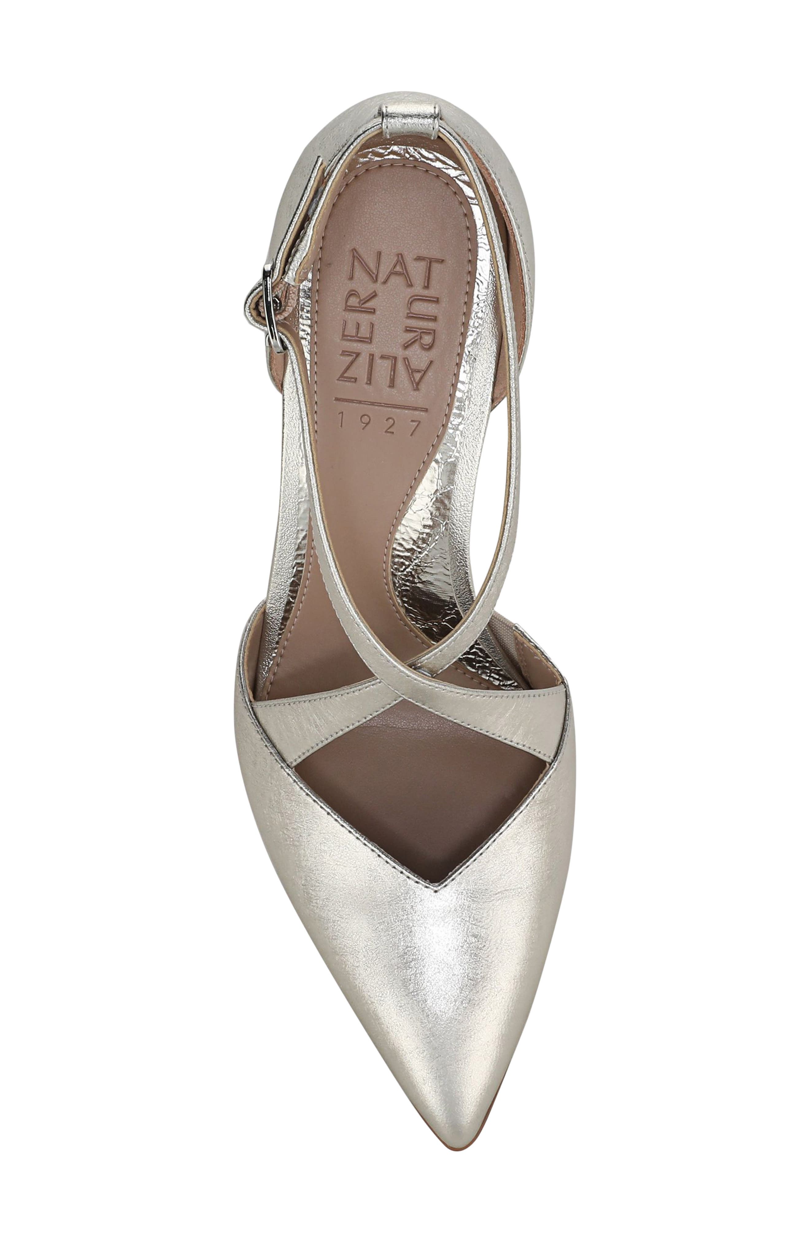 Angelina Ankle Strap Pointed Toe Pump, Alternate, color, SILVER SAND