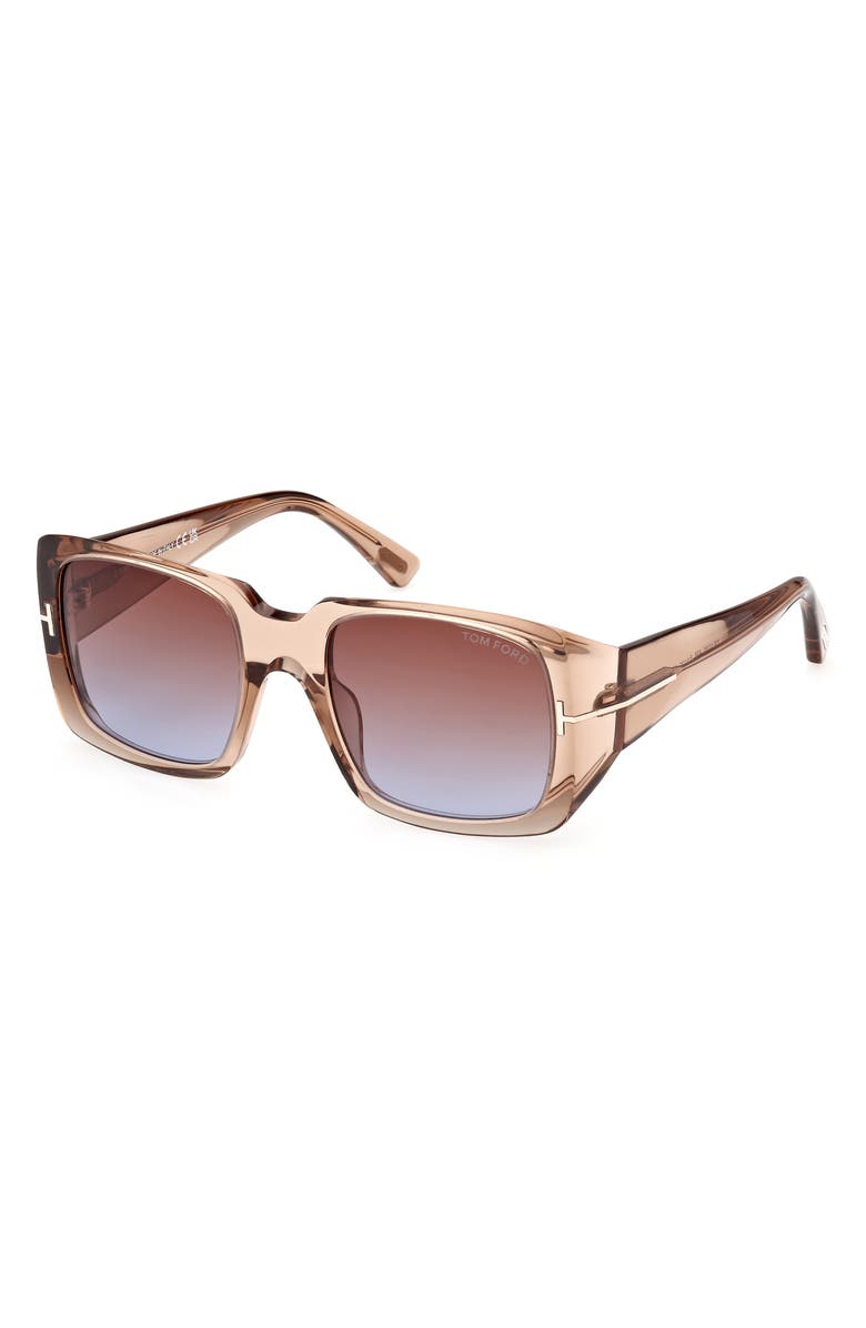 TOM FORD Ryder 51mm Square Sunglasses, Alternate, color, Shiny Champagne / Brown Blue