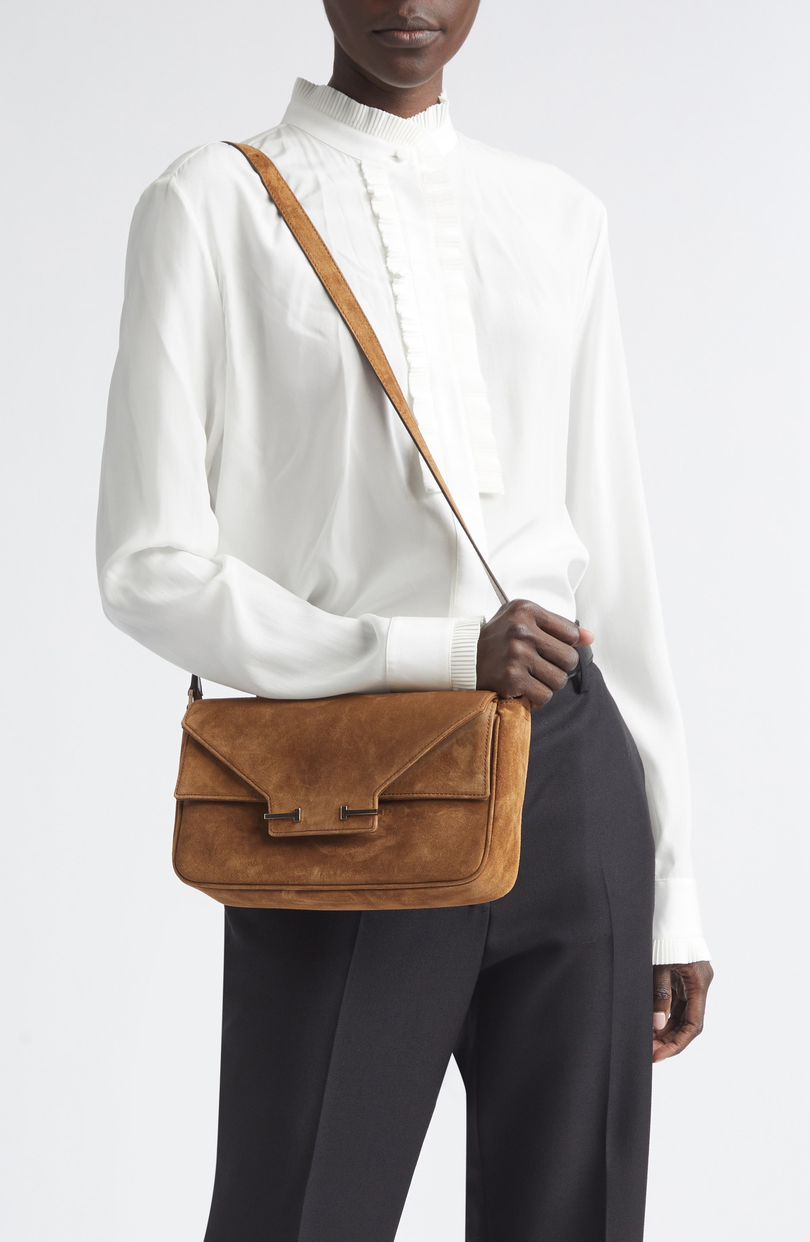 Small Suede Shoulder Bag, Alternate, color, WHISKY