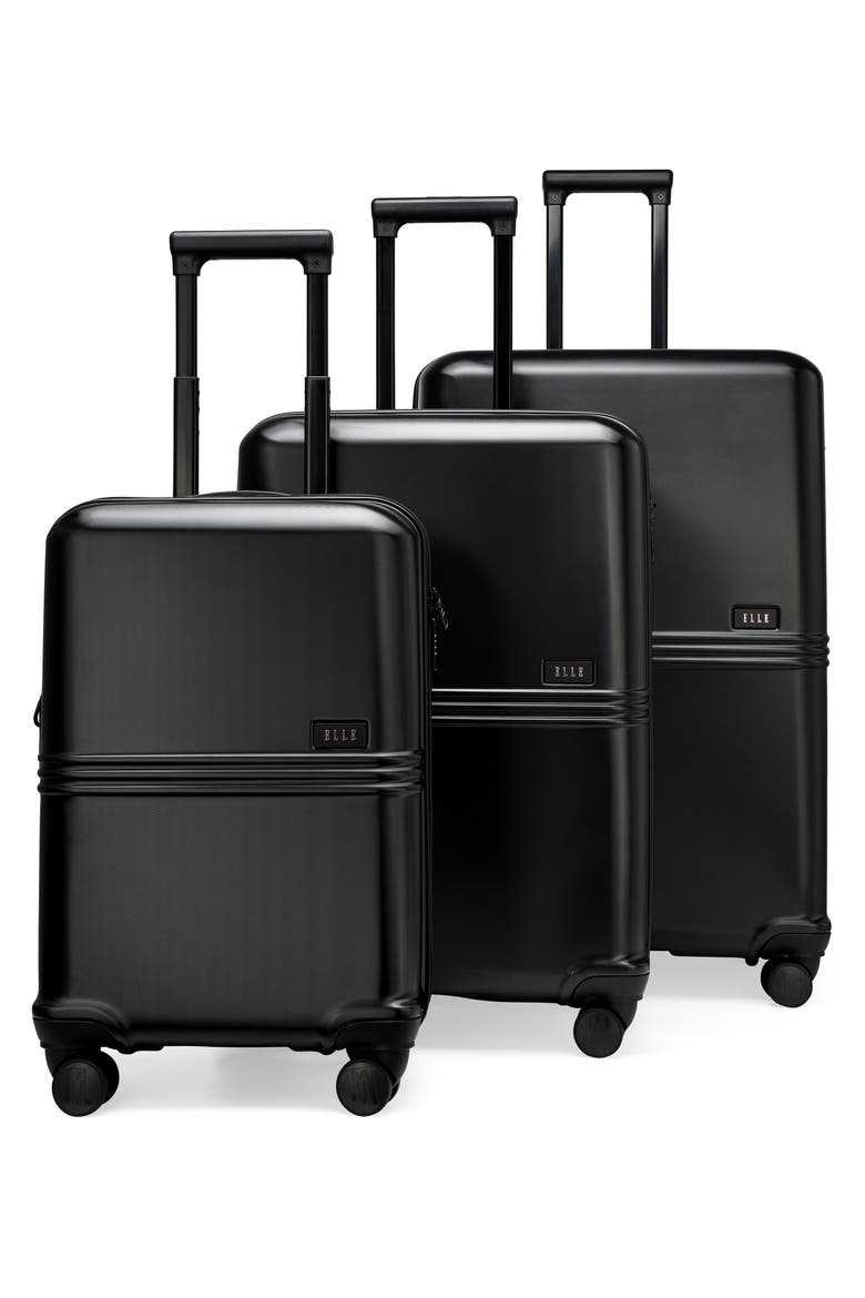 Expedition 3 Piece Expandable Polycarbonate Spinner Luggage Set, Main, color, Black