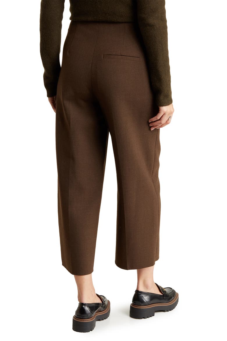 Double Wool Blend Wide Leg Crop Pants, Alternate, color, DARK CLOVE