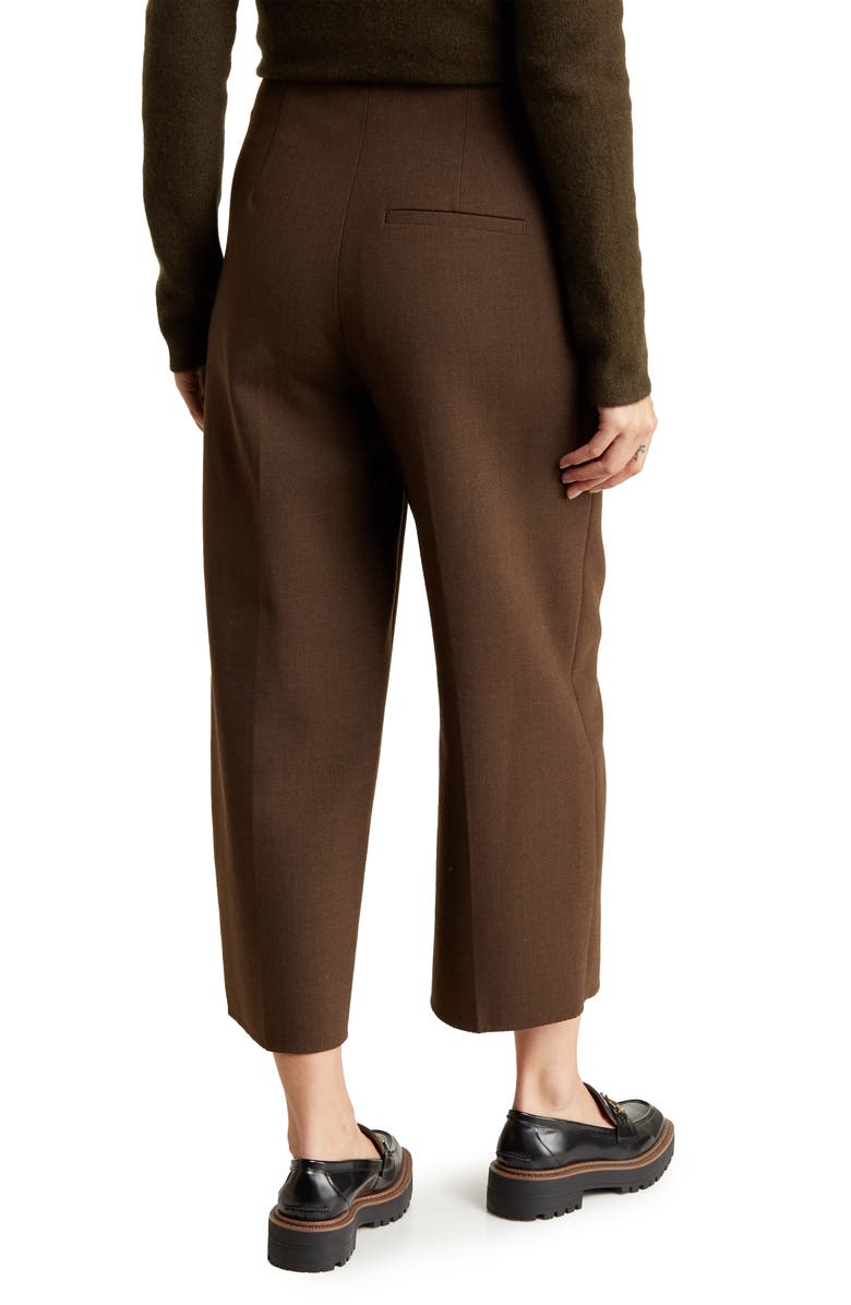 Vince Double Wool Blend Wide Leg Crop Pants, Alternate, color, Dark Clove