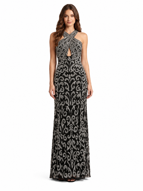 Beaded Cross Halter Dress