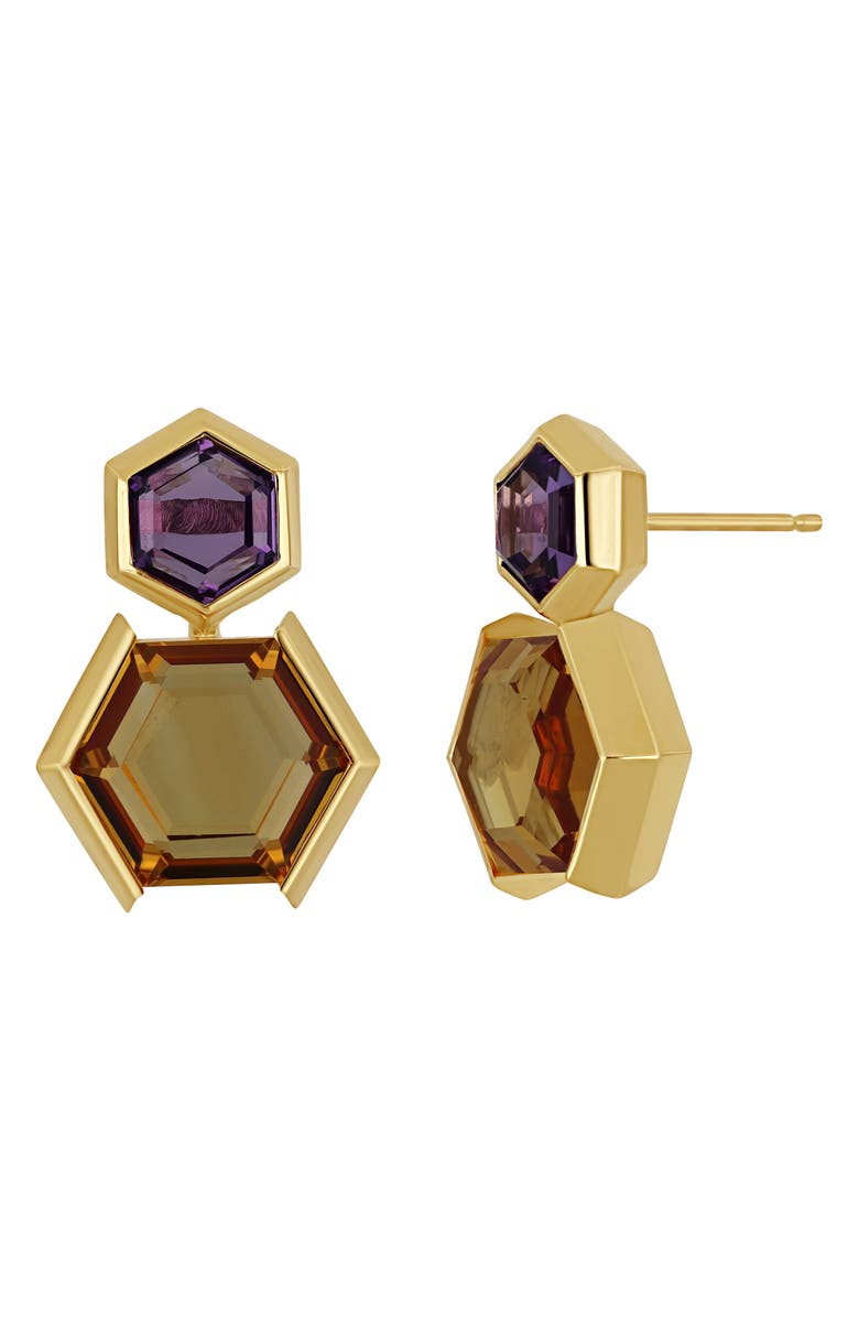 Bony Levy 14K Gold Amethyst Drop Earrings, Main, color, 14K Yellow Gold
