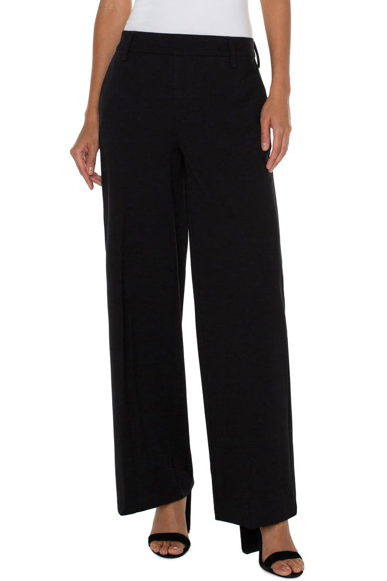 Kelsey Wide Leg Knit Trousers, Main, color, BLACK