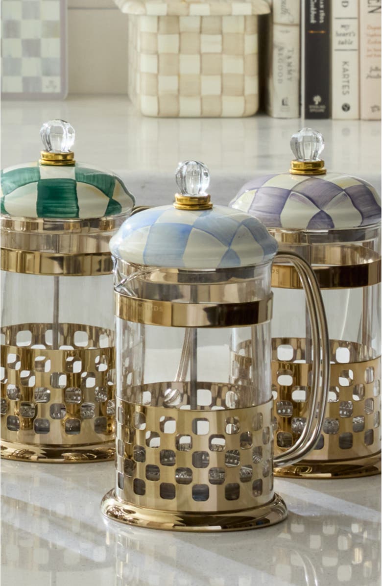 MACKENZIE CHILDS Sky Check French Press, Alternate, color, Sky Check