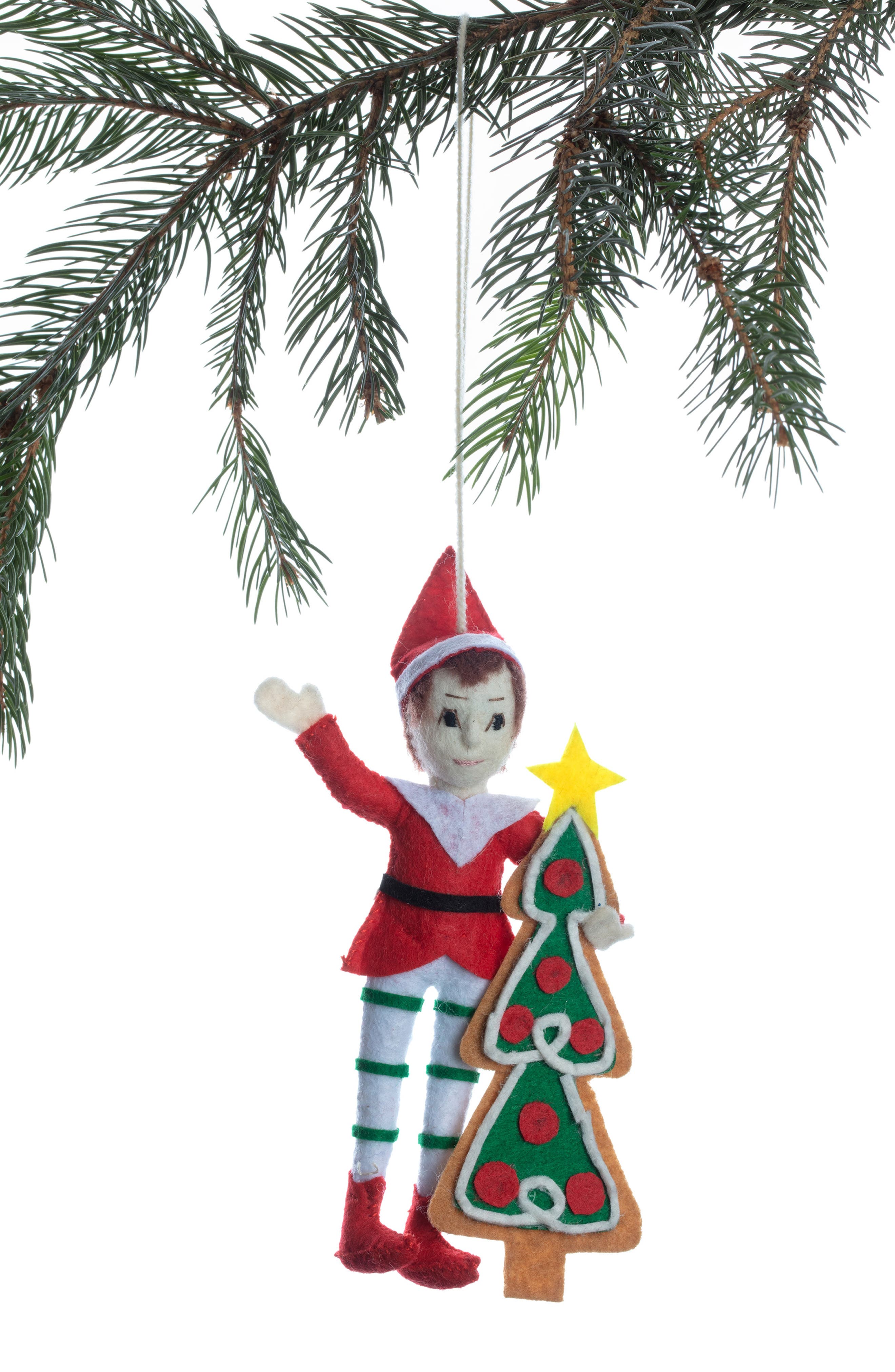 Silk Road Bazaar Handmade Elf Felted Wool Ornament In Multi