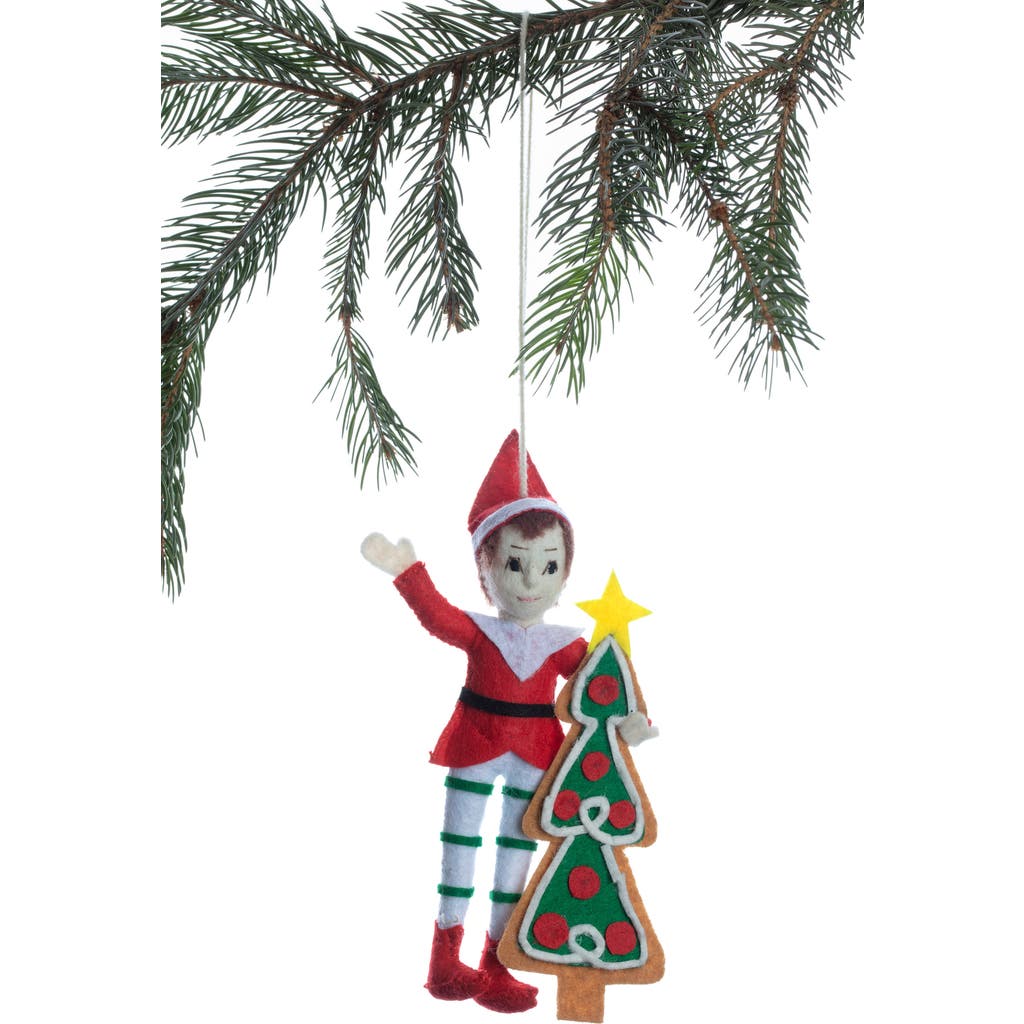 Silk Road Bazaar Handmade Elf Felted Wool Ornament In Multi
