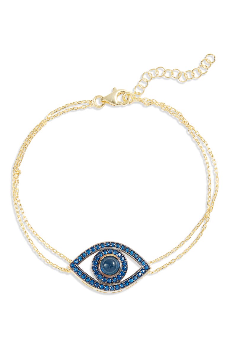 Eye Evil Pendant Bracelet, Main, color, GOLD / BLUE