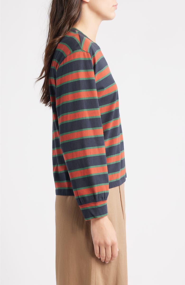 THE GREAT. The Campus Crew Stripe T-Shirt, Alternate, color, Navy Bridle Stripe