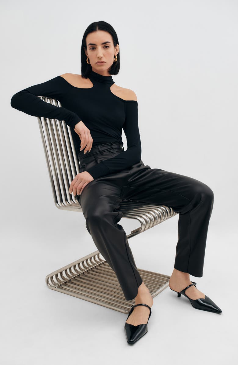 Marcella Teagan Cold Shoulder Long Sleeve Shirt, Alternate, color, Black