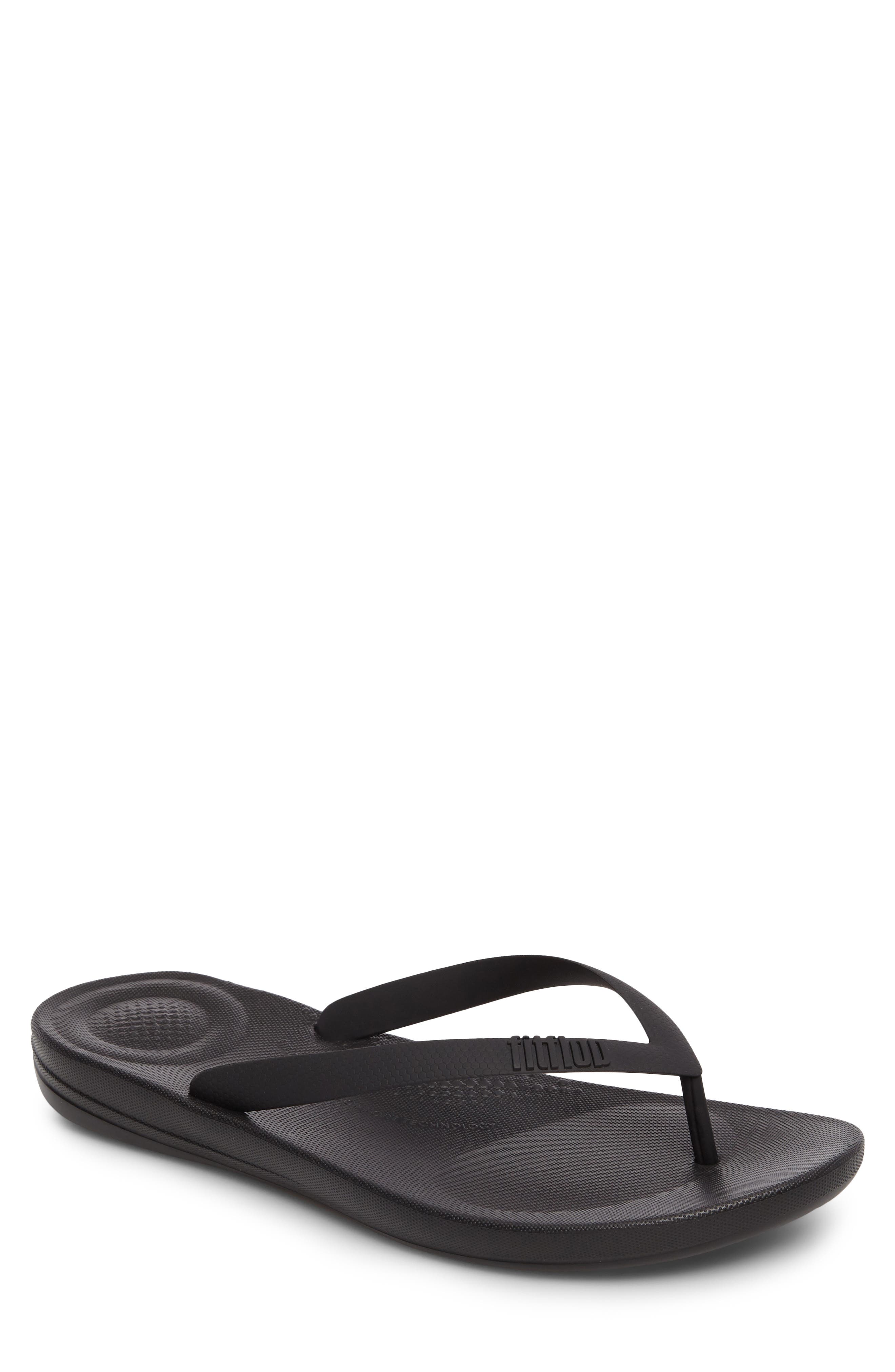 Iqushion ergonomic flip-flops, Main, color, BLACK RUBBER