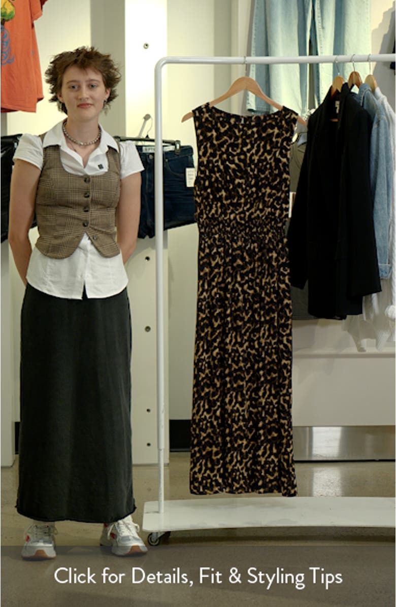 Leopard Smocked Waist Maxi Dress, sales video thumbnail