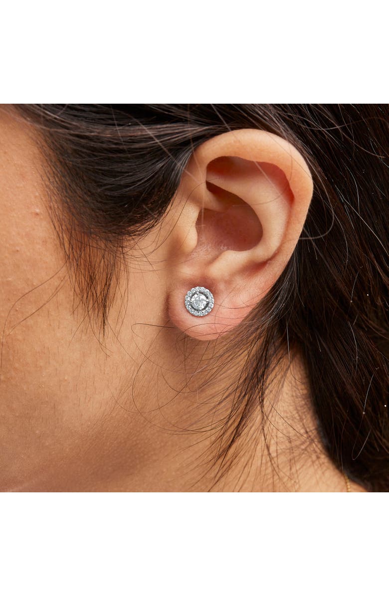 Haus of Brilliance 14K White Gold 3/4 Cttw Lab Grown Diamond Solitaire With Halo Stud Earrings, Alternate, color, White Gold