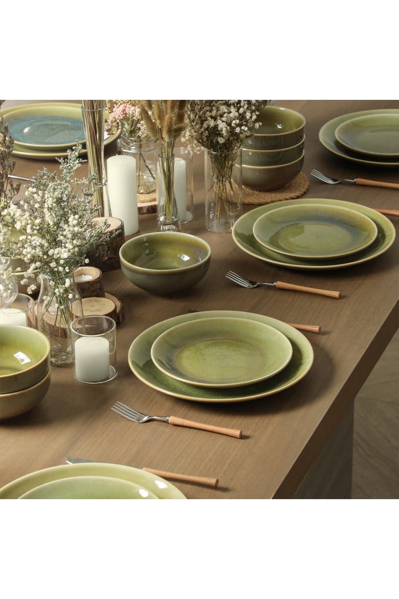 Riley 16-Piece Dinnerware Set Stoneware, Service for 4, Alternate, color, Green and Blue