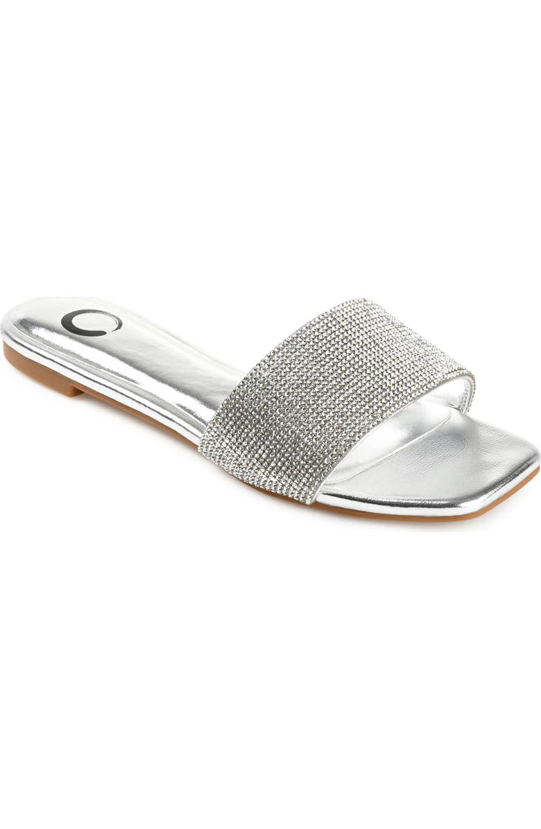 Journee Collection Grayce Square-Toe Slide, Main, color, Silver