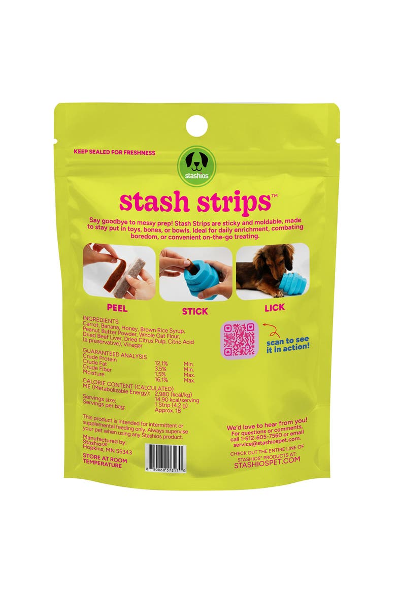 Stash Strips - Peanut Butter & Banana - 18ct Enrichment Dog Treats, Alternate, color, Multicolored