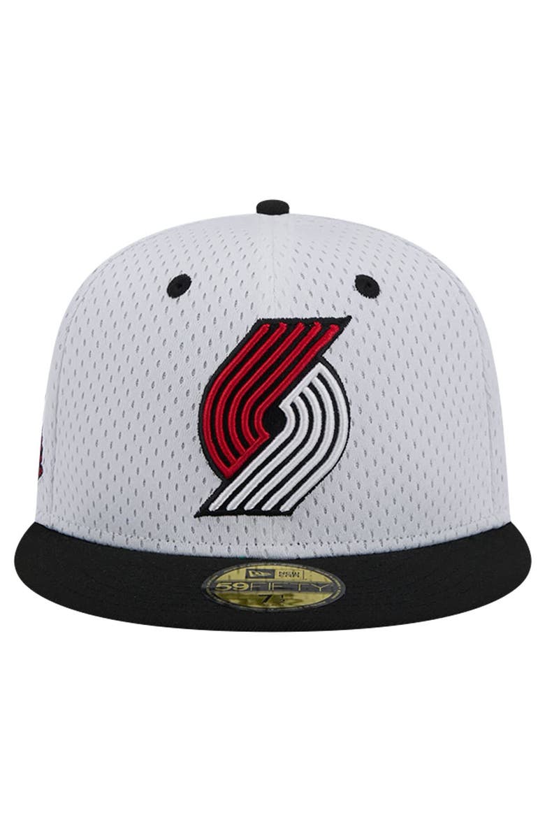 New Era Men's New Era White/Black Portland Trail Blazers Throwback 2Tone 59FIFTY Fitted Hat, Alternate, color, White