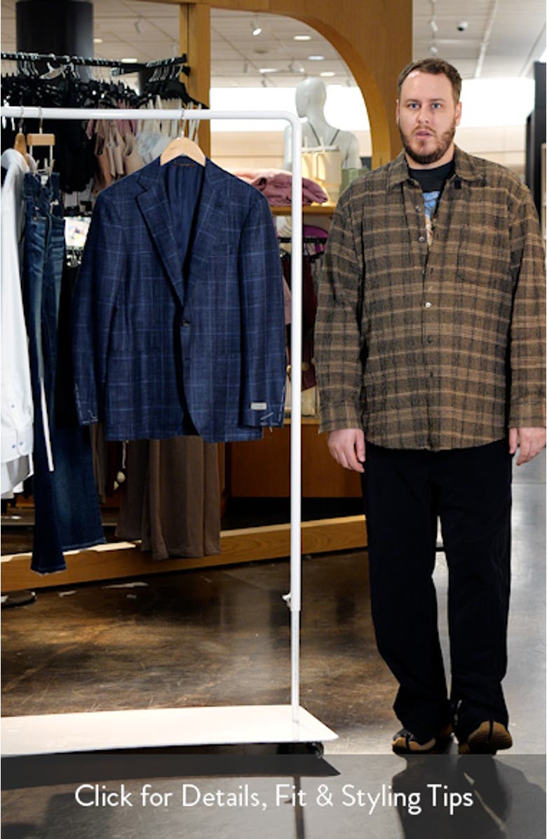 Kei Trim Fit Plaid Wool, Silk & Linen Sport Coat, sales video thumbnail