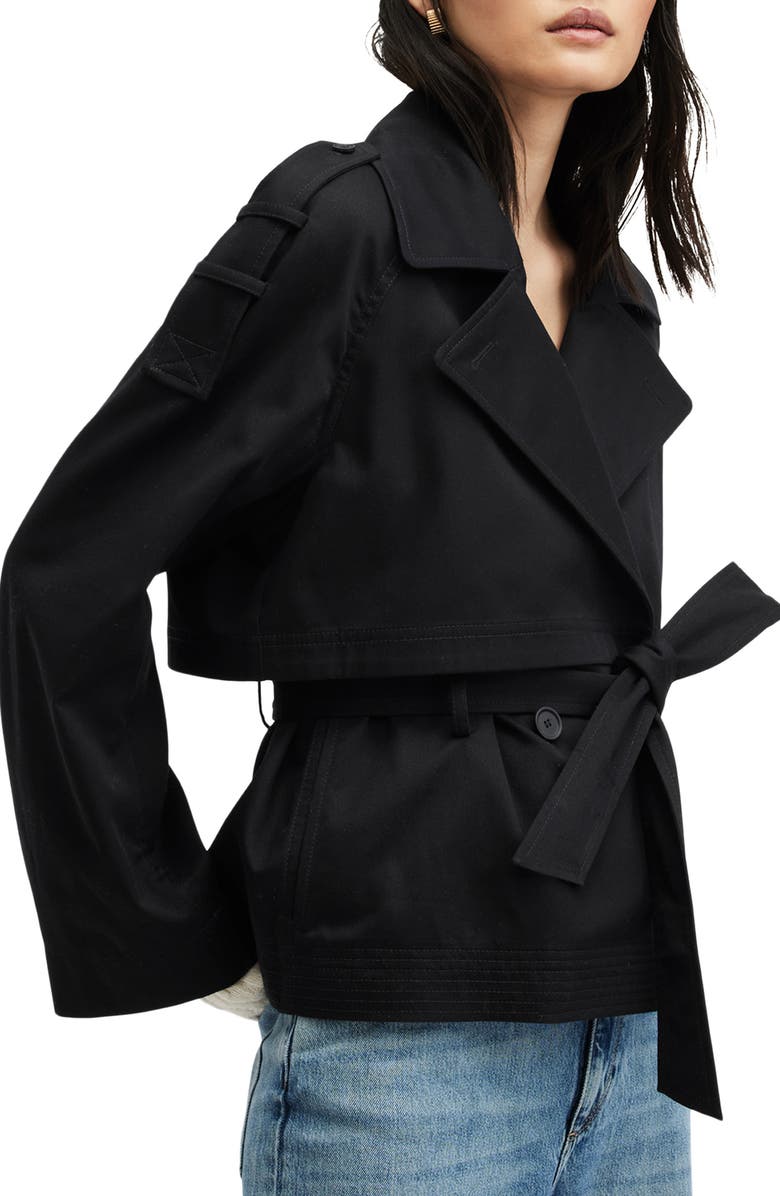 AllSaints Beckette Short Trench Coat, Alternate, color, 