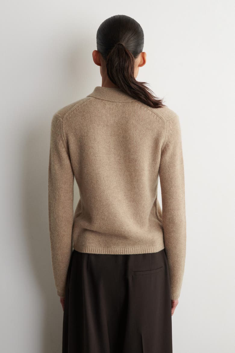 Cashmere Polo Jumper, Alternate, color, BEIGE MÉLANGE