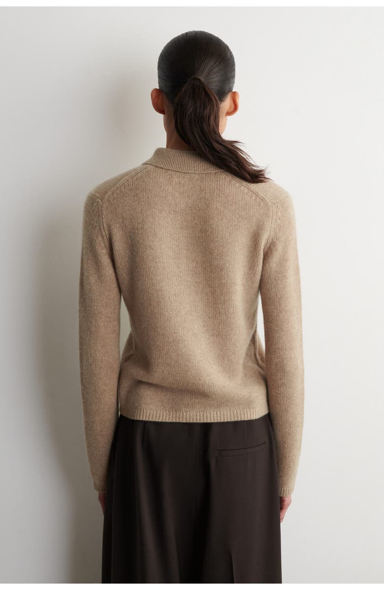 COS Cashmere Polo Jumper, Alternate, color, Beige Mélange